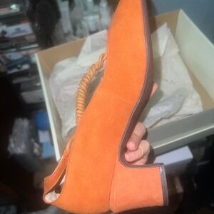Orange Block Heel